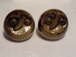 Salt And Pepper Shaker Vintage Japanese Owls Brown Glazed Pottery Collectible - £8.30 GBP