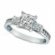 2.60Ct Künstlicher Diamant Verlobung Hochzeit 3-Stone Ring 14K Weiß Vergoldet - £60.86 GBP