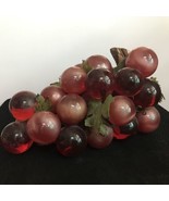 Vintage Acrylic LARGE Purple/Red Pearlescent Grape Cluster on Wood 10”  ... - £41.04 GBP
