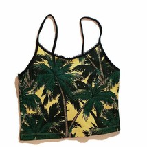 TopShop Tropical Palm Print Camisole Crop Tank Top Green Yellow Black Size 8 New - £15.51 GBP