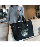 Cat Cute Cartoon Sequins Women Bags Nylon Handbag Large Capacity Shoulde... - £36.67 GBP