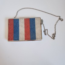 Alessia Red White Blue Stripe Rhinestones Crossbody Clutch Evening Bag - $18.69