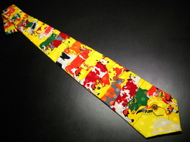 Collezioni Giovanni Trigoka Neck Tie Bright Yellow and Abstract Cows - £8.75 GBP