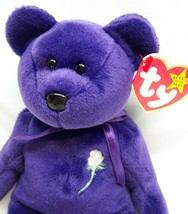 TY Beanie Baby 1997 1st Edition PURPLE PRINCESS DIANA TEDDY BEAR STUFFED... - $123.75