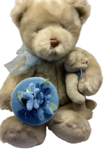 Gund Tan Medium Sized Teddy Bear with Baby Bear and Box 45907 17 Inch Vintage - £16.44 GBP