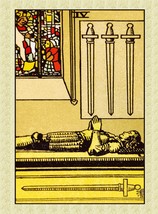 Decoration Poster from Vintage Tarot Card.Four Spades.Mystical wall Decor.11425 - £13.39 GBP+