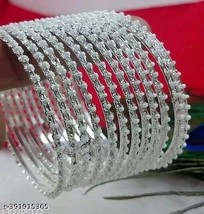 Indian Women Silver  Plated Bangles/ Bracelet Set Fashion Wedding Jewelry Gift - £24.15 GBP