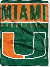 Miami Hurricanes plush 60&quot; by 80&quot; Raschel Blanket-Basic Design - NCAA - £38.31 GBP