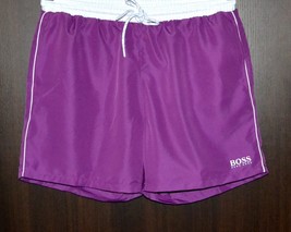 Hugo Boss Purple White Logo Men&#39;s Swim Shorts Beach Athletic Size 2XL - £54.79 GBP