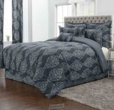 Stoneberry Victoria 12-Pc. Comforter Set Grey Full Queen Pillow Shams Sheets - £59.38 GBP