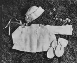 1940s Hat, Saque, Mittens &amp; Blanket - 4 Pc Infant Set - Vogue 1949 (Knit 9726) - £3.01 GBP