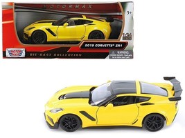 2019 Chevrolet Corvette ZR1 Yellow with Black Accents 1/24 Diecast Model... - $39.28
