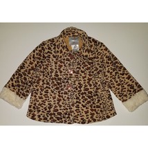 Tiny Tillia by Avon Leopard Print Fleece Jacket Toddler Girl 3T Button Front - £9.31 GBP