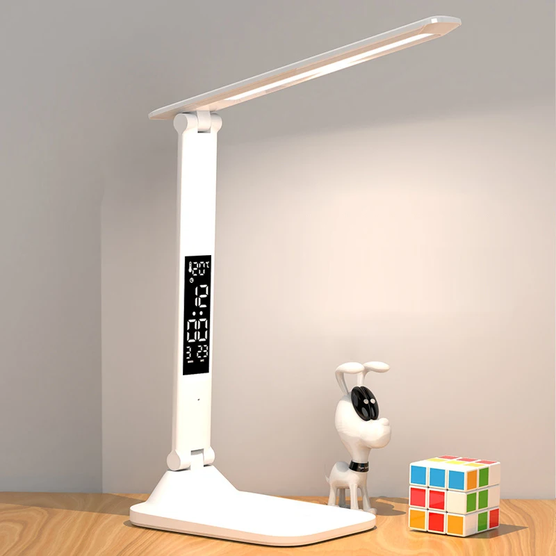 LED Desk Lamp Rechargeable With Alarm Clock Thermometer Dimmable Touch Foldable - £10.76 GBP+