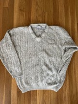 Michael Gerald Vtg Mens Gray V Neck Pullover Sweater Raime Cotton - £15.38 GBP