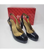 Guess by Marciano Black Patent Tayller Peep Toe High Heel Sling Back Siz... - $37.91 CAD