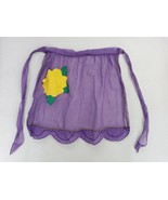 VTG Kitchen Cooking Chiffon Hand Made Half Apron Purple - Yellow Flower ... - $11.39