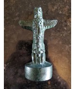 Vintage Greg Wolf Canadian Inuit Carved 4.5&quot; Totem Pole Green Figurine J... - £37.35 GBP