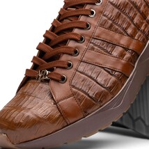 Nino Bay Genuine Caiman crocodile Fashion Sneaker Brown Apache image 4