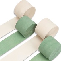 Crepe Paper Streamers 4 Rolls 328Ft, Pack Of Sage Green And Ivory Crepe Paper Fo - £11.98 GBP