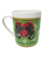 NEW Mickey &amp; Minnie Mouse Mug Ice Skating Holiday Kisses Green Xmas Wint... - £9.32 GBP