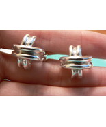 Tiffany &amp; Co Silver Signature X Pierced Earrings Omega Rare Gift Love St... - £261.86 GBP