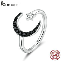Authentic 925 Silver Mysterious Star &amp; Moon Finger Rings for Women Adjustable Fr - £19.50 GBP