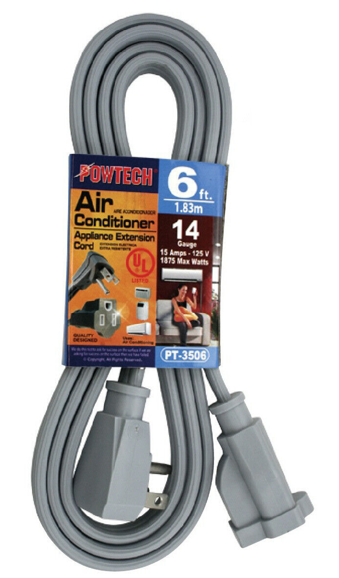 Primary image for 6ft Heavy Duty Appliance AC Power Electric Extension Cord 14 Gauge 15A UL Gray