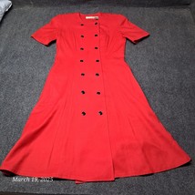 Liz Claiborne Dress Women Sz 8 Red Blouson With Flare Lots of Buttons - $21.59