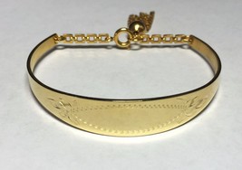 NOS 1960&#39;s 18K Gold Electroplate Cuff Bangle Bracelet with Engraving - $28.04