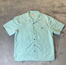Joe Marlin Hawaiian shirt men&#39;s XL comfort fit light green embossed palm... - $13.99