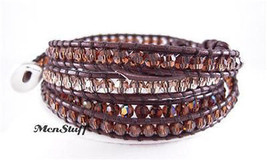 Chan LUU Brown Swarovski Crystal Mix Wrap Bracelet NEW - $168.40