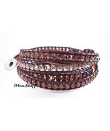 Chan LUU Brown Swarovski Crystal Mix Wrap Bracelet NEW - £131.66 GBP