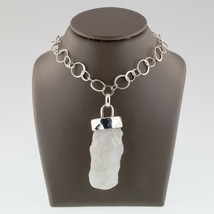 Argent Sterling Brut Rock Pendentif Cristal avec Unique 19 &quot; Boucle Chaîne - $3,120.11 MXN
