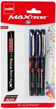Pack of 3 Blue Ink Bliste Cello Maxtreme Gel Pen Student School Office W... - $15.40