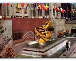 Prometeo Statua Rockefeller Centro New York Città Ny Cromo Cartolina R8 - $3.03
