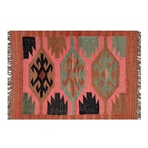 Indian Handwoven Rectangle Wool Jute Kilim Home Decor Fringes Bohemian Area Rugs - £51.25 GBP+