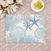 Linen Placemats - Set of 6 - Ocean Life Theme - Coastal Decor - $19.79