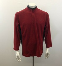 Columbia Mock 1/4 Zip Men&#39;s Large Red Black Long Sleeve Fleece Pullover - £7.68 GBP