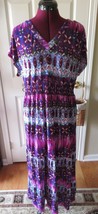 Elegant Tantrums Tie Dyed Sleeveless V-Neck Long Dress Multi-Color Size ... - £14.38 GBP