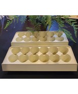 2x Vintage Cream Plastic Refrigerator Egg Tray Holder Container Holds 12... - $28.05
