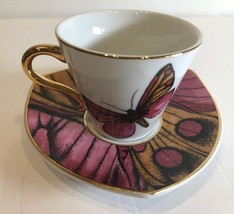 Gracie China Cup &amp; Saucer Butterfly Porcelain Tea Coffee Set Coastline I... - $22.00