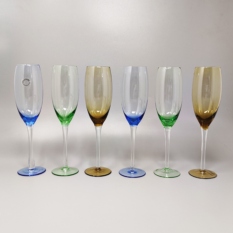 1970s Astonishing Set of Six Murano Glasses by Nason. Made in Italy - $320.00