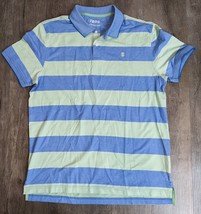 Izod NWOT Men&#39;s L Green Blue Striped Advantage Performance Polo T Shirt AN - £11.89 GBP