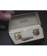 Swank Cuff Link and Tie Clasp Set Gold Color in Original Presentation Box - £11.78 GBP
