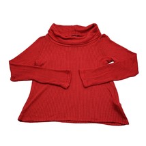 PAPERMOON Sweater Womens M Red Long Sleeve Cowl Neck Sheer Open Knit Pul... - $19.68