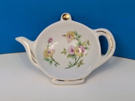 Teapot shaped Spoon Rest Trinket Dish VTG Lefton 80s Porcelain 04679 - $5.18