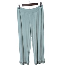 Soma Intimates Lounge Pants Size M Cropped Green Pull On Lace Trim Jerse... - £15.23 GBP