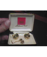 Richmond Hall Cuff Link and Tie Tack Set Golden Color Pearls in Presenta... - £13.36 GBP