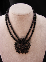 Vintage Weiss Japanned brooch - Sterling French jet necklace - Designer ... - $245.00